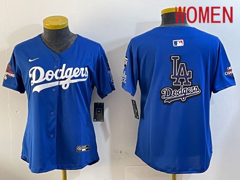 Women Los Angeles Dodgers Blank Blue Game 2024 Nike MLB Jersey style 12053
